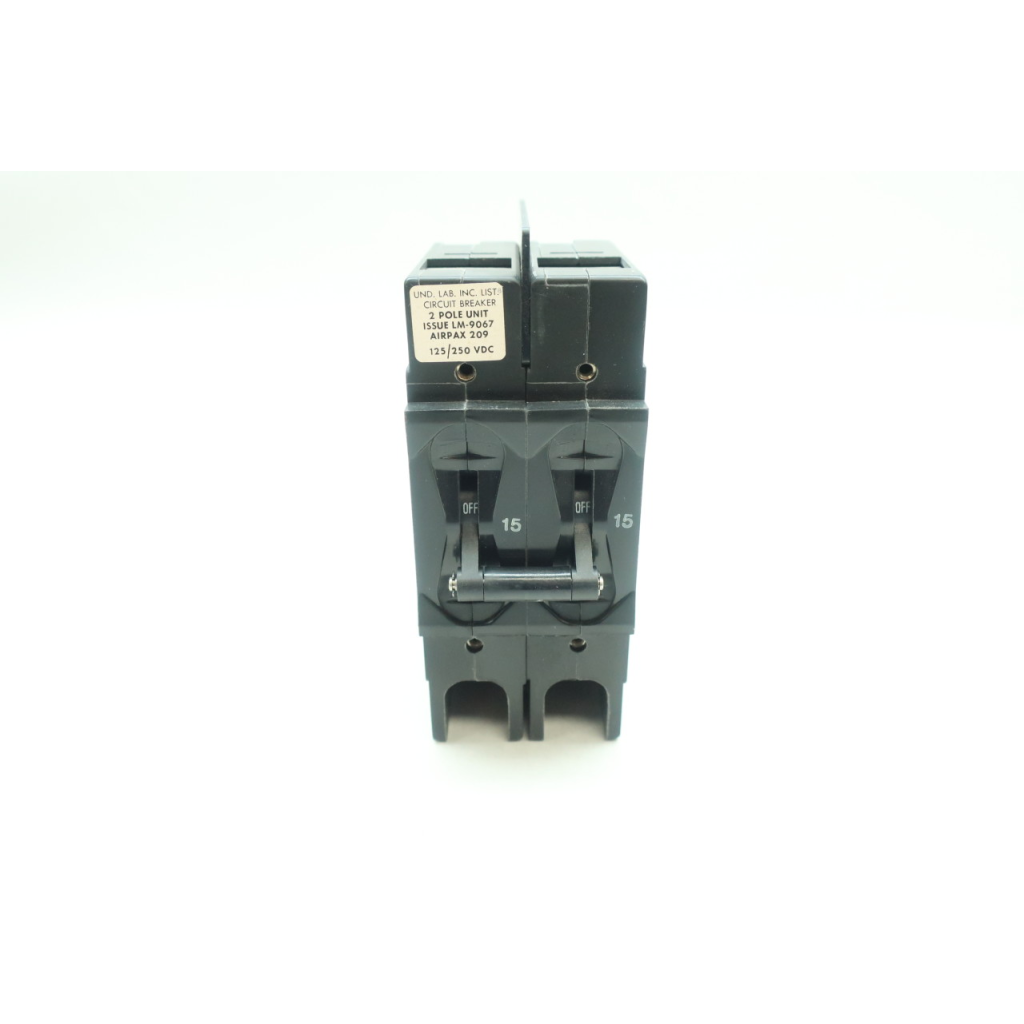 Airpax 209-2-1-53-2-8-15 Molded Case Circuit Breaker 2p 15a 125/250v-dc