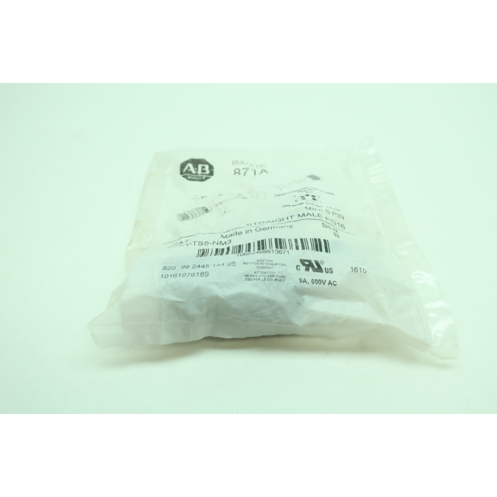 Allen Bradley 871A-TS5-NM3 Male 5 Pin Straight Connector Ser B