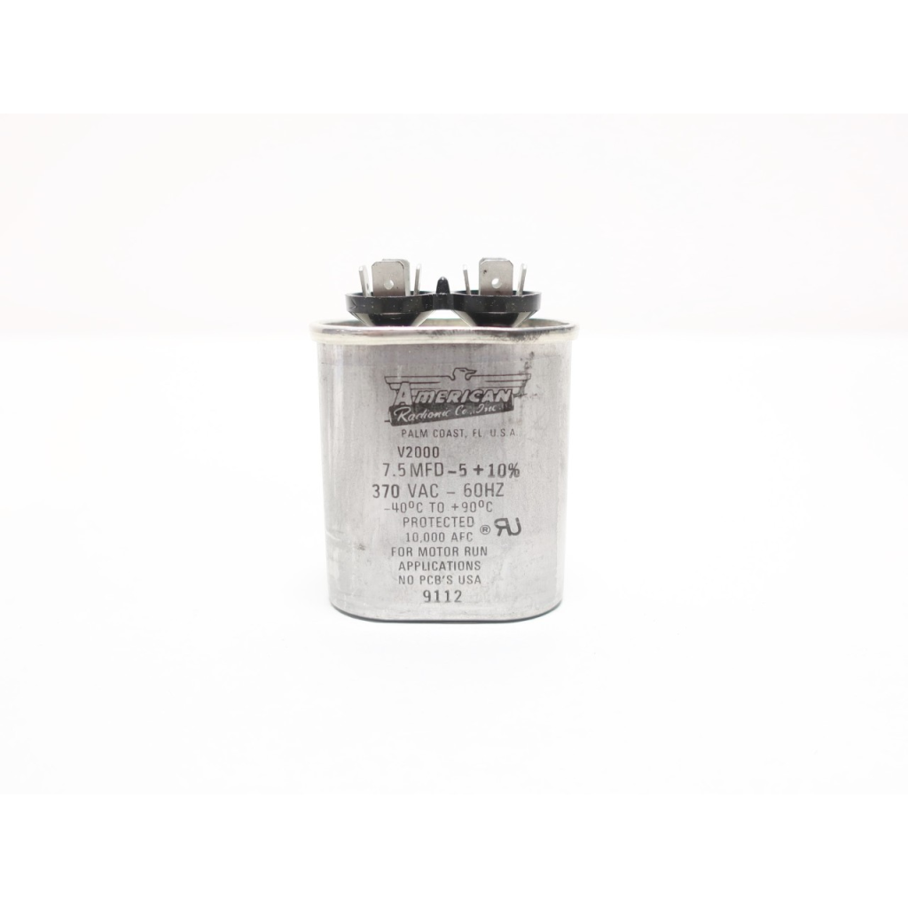American Radionic V2000 Motor Run Capacitor 7.5uf 370v-ac