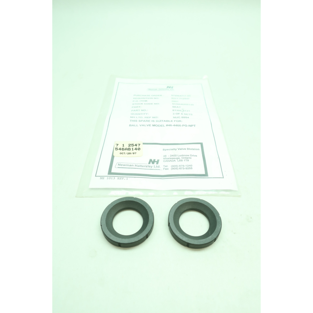 Bag Of 2 Newman Hattersley 61306-08131 Ball Valve Seat 1-1/4in