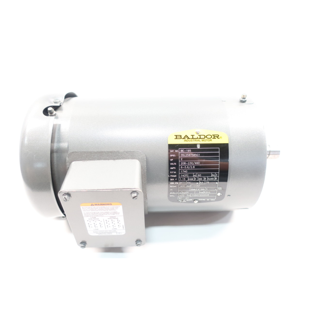 Baldor BE-195 Ac Motor 143tc 3ph 2hp 1740rpm 208-230/460v-ac