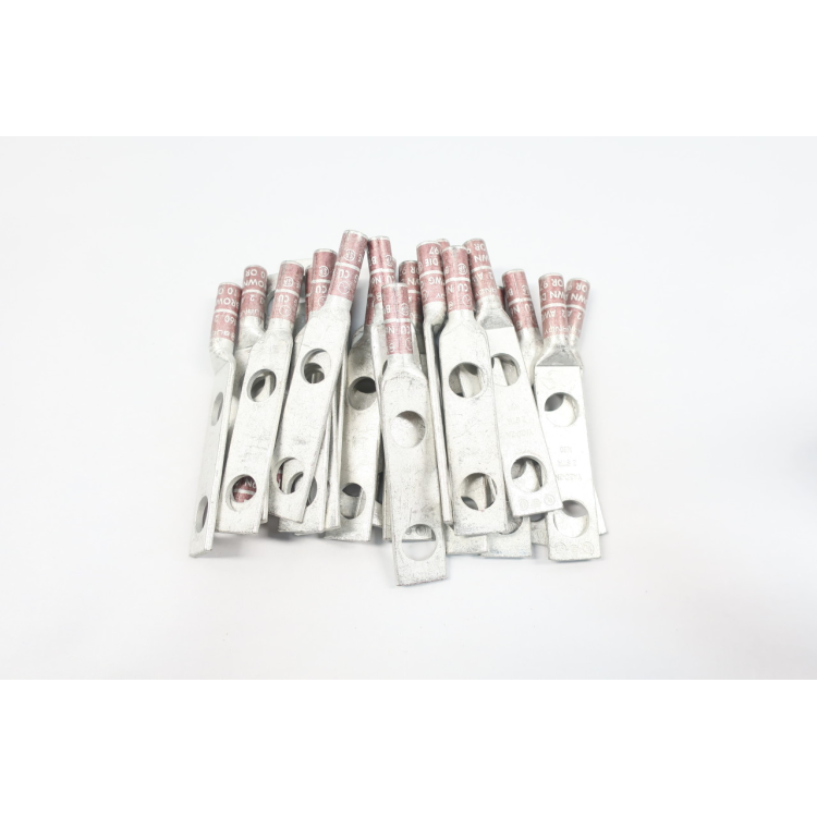 Box Of 25 Burndy YA2C2N 2str Cu 2-hole Long Compression Lug