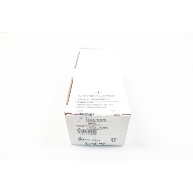 Box Of 10 Burndy YA282N 4/0 Cu 2-hole Long Compression Lug