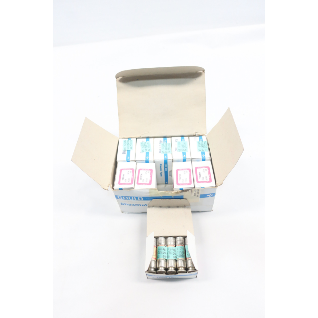Box Of 100 Gould TR25R Shawmut Tri-onic Cartridge Fuse 25a 250v-ac