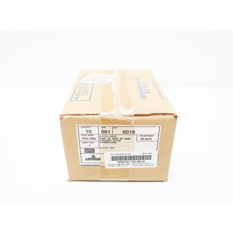 Box Of 10 Leviton 6018 15/20a Amp Black Straight Blade Connector Boot