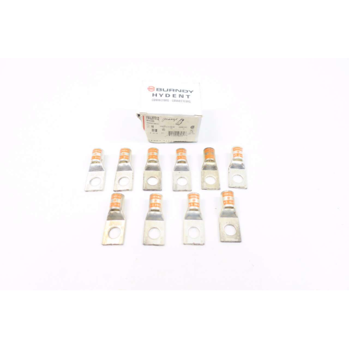 Box Of 10 New Burndy YAL27T12 Hylug 1/2in 3awg Orange Compression Lug