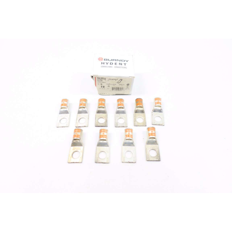 Box Of 10 New Burndy YAL27T12 Hylug 1/2in 3awg Orange Compression Lug