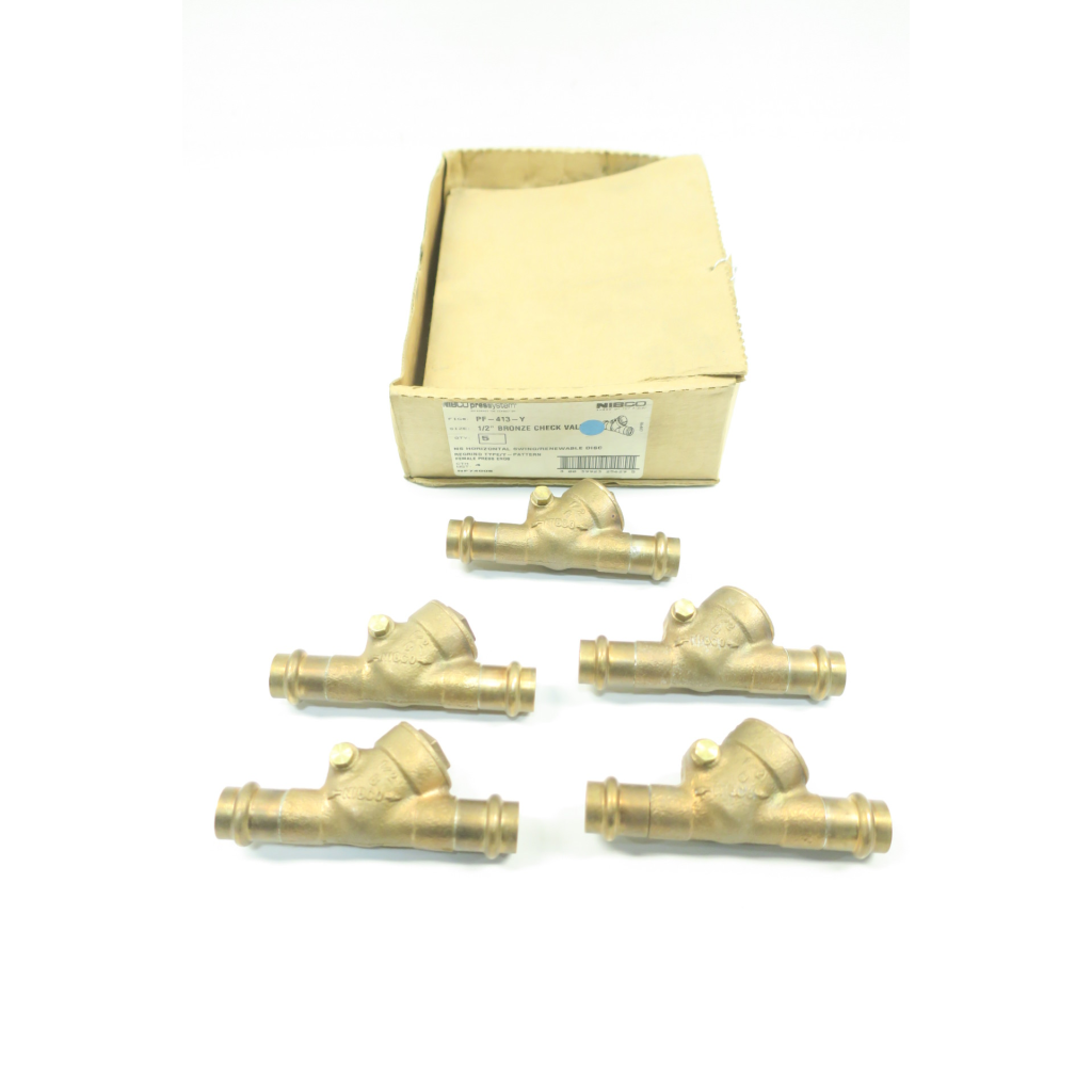 Box Of 5 New Nibco PF-413-Y Bronze 1/2in Swing Gate Check Valve 200cwp