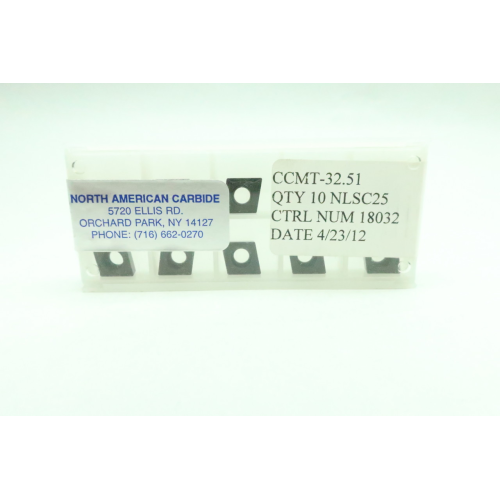 Box Of 10 North American Carbide CCMT-32.51 Carbide Insert