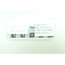 Box Of 10 North American Carbide CCMT-32.51 NLSC25 Carbide Insert