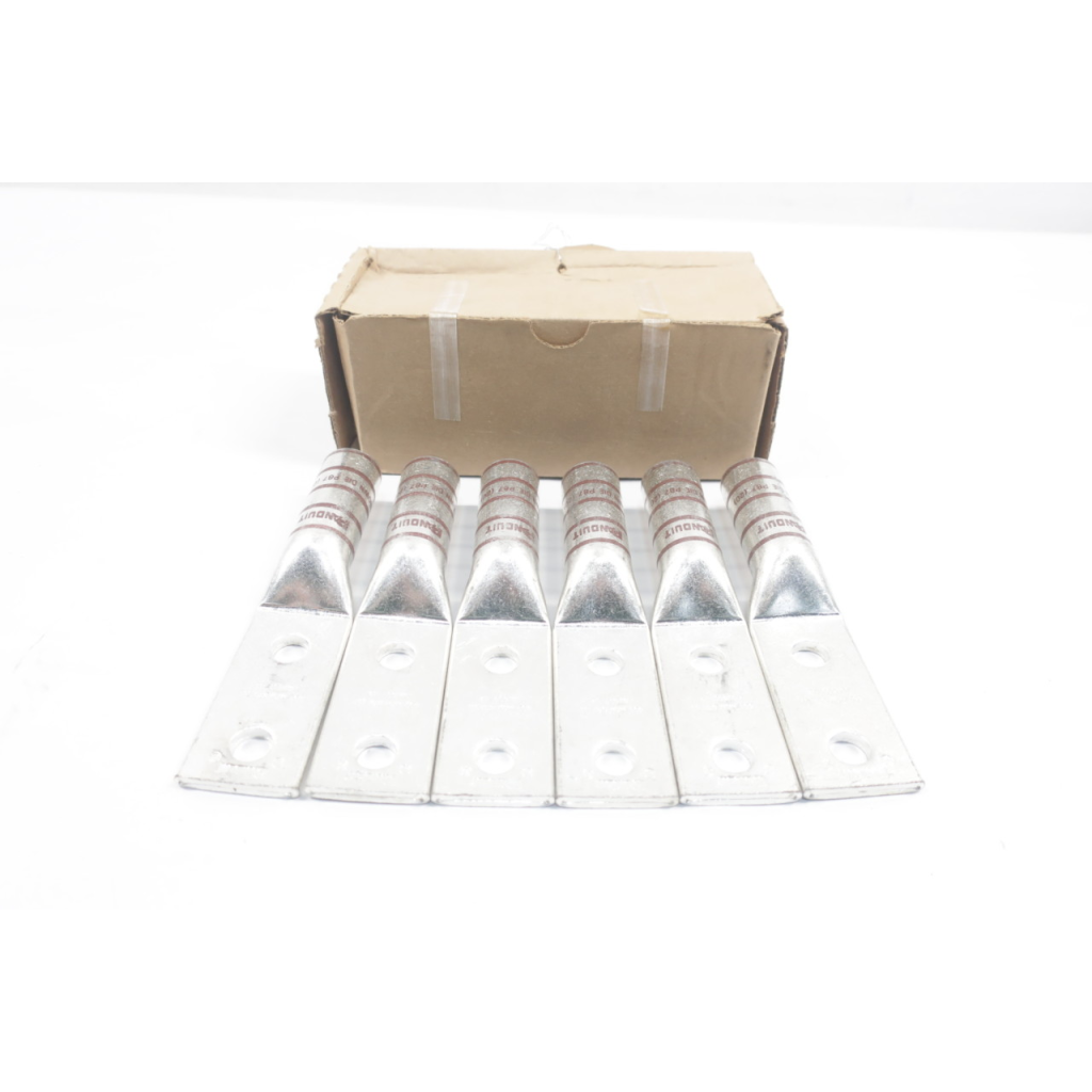 Box Of 6 Panduit LCC500-12-6 Long Barrel Two Hole Copper Lugs