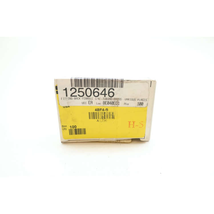 Box Of 100 Parker 4BF4-B A-lok Back Ferrule 1/4in Tube Size Fitting