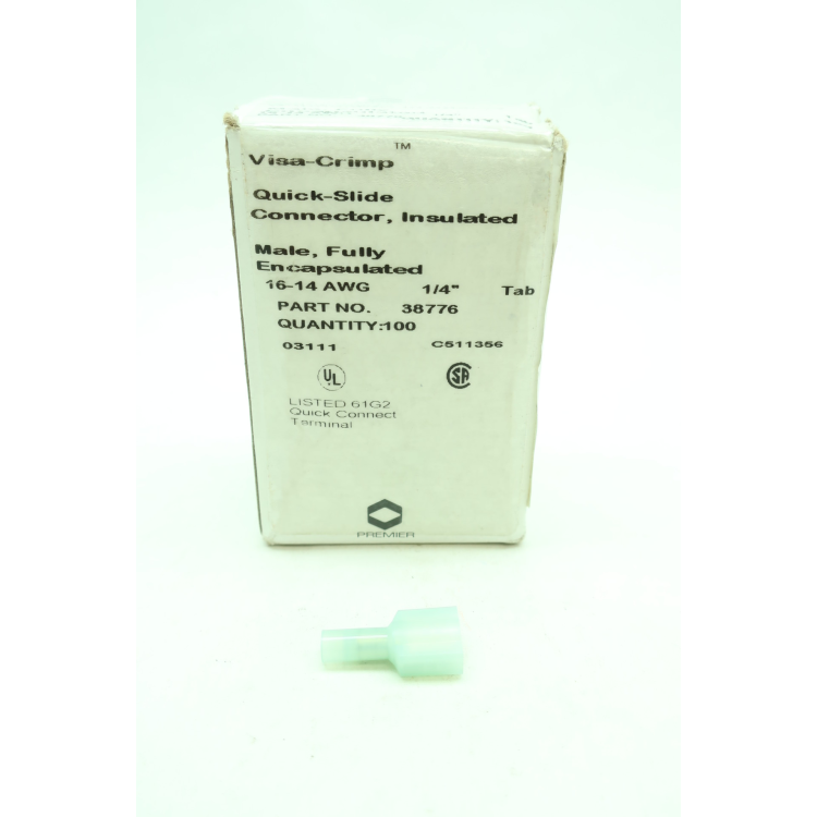 Box Of 100 Premier 38776 Visa-crimp Insulated Connector 1/4in