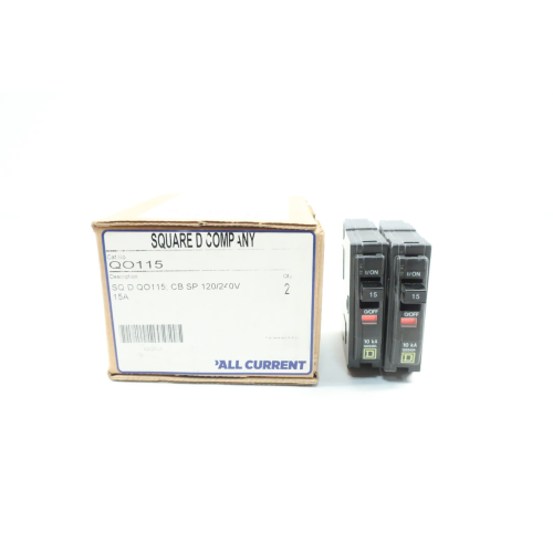 Box Of 2 Square D QO115 Molded Case Circuit Breaker 1p 15a 120/240v-ac