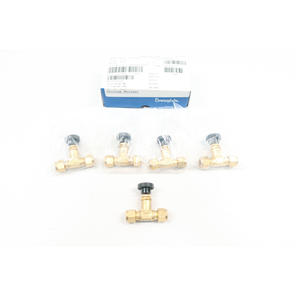 Box Of 3 Swagelok B-6JN Manual Brass Needle Valve 3/8in Tube