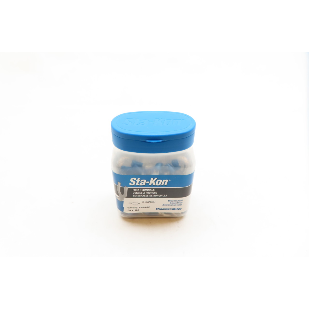 Box Of 100 Thomas&betts RB14-8F 18-14 Awg Cu Fork Terminals Connectors