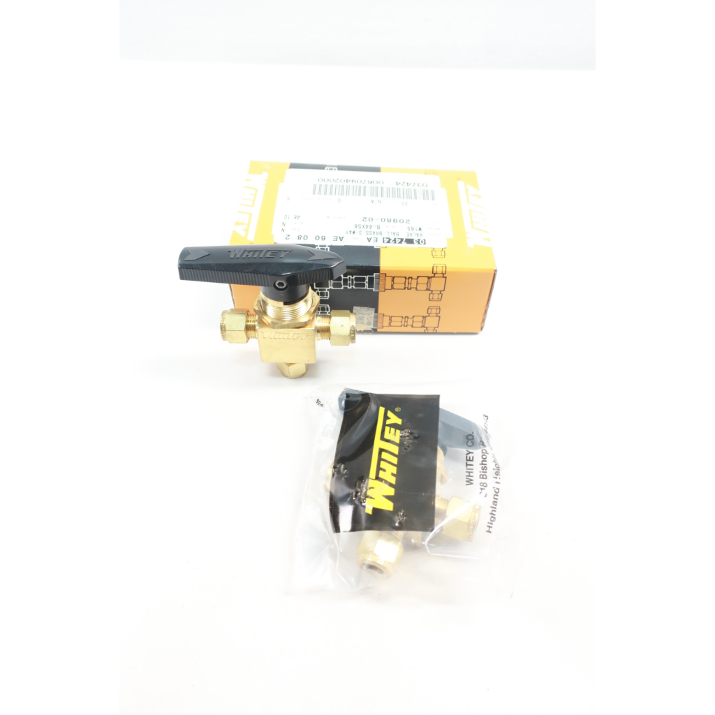 Box Of 2 Whitey B-44XS6 Manual Brass Ball Valve 3/8in Tube