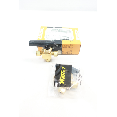 Box Of 2 Whitey B-44XS6 Manual Brass Ball Valve 3/8in Tube