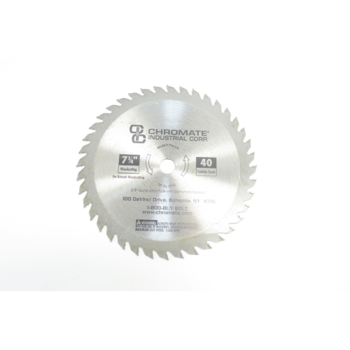Chromate 19740 7-1/4in 40 Carbide Tooth Saw Blade Chromate 19740 7-1/4in 40 Carbide Tooth Saw Blade