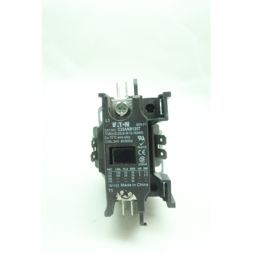Eaton C25ANB125T Ac Contactor 24v-ac 25a Amp 3hp
