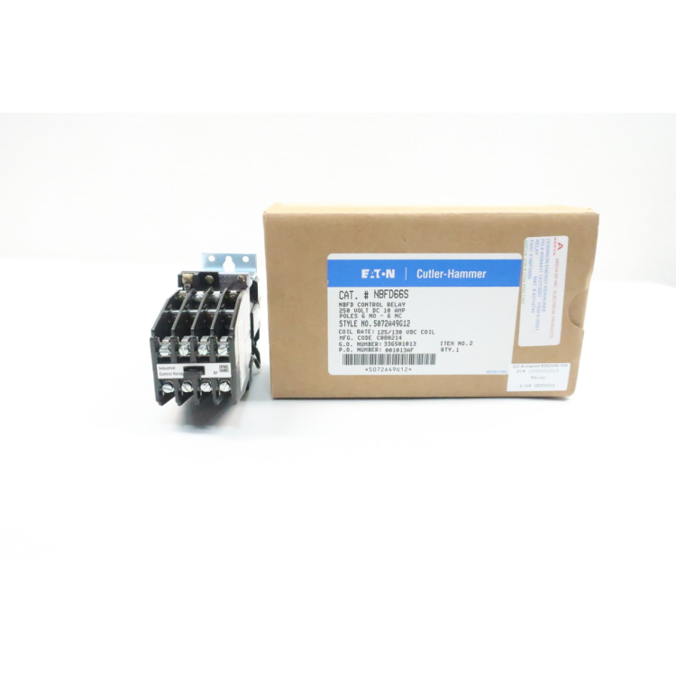 Eaton NBFD66S Cutler-hammer Control Relay 125/130v-dc