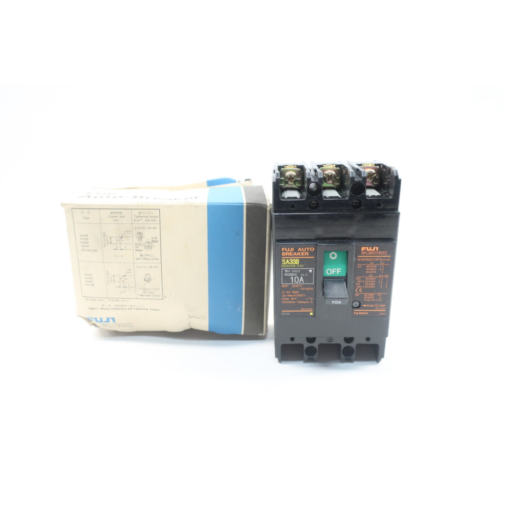 Fuji Electric SA33B BB3ASB-010 Molded Case Circuit Breaker 3p 10a 220v-ac