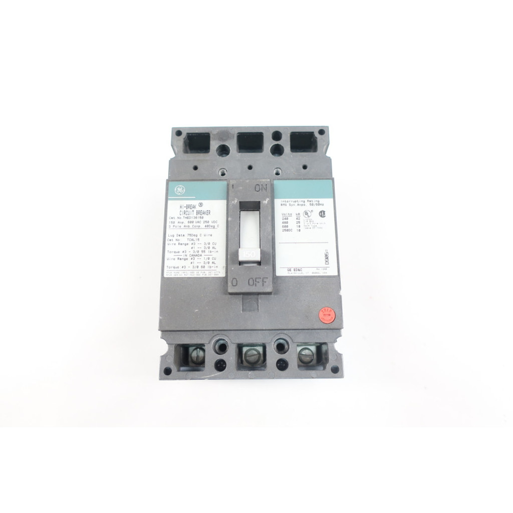General Electric Ge SELA36AT0150 Molded Case Circuit Breaker 3p 150a Amp 600v-ac