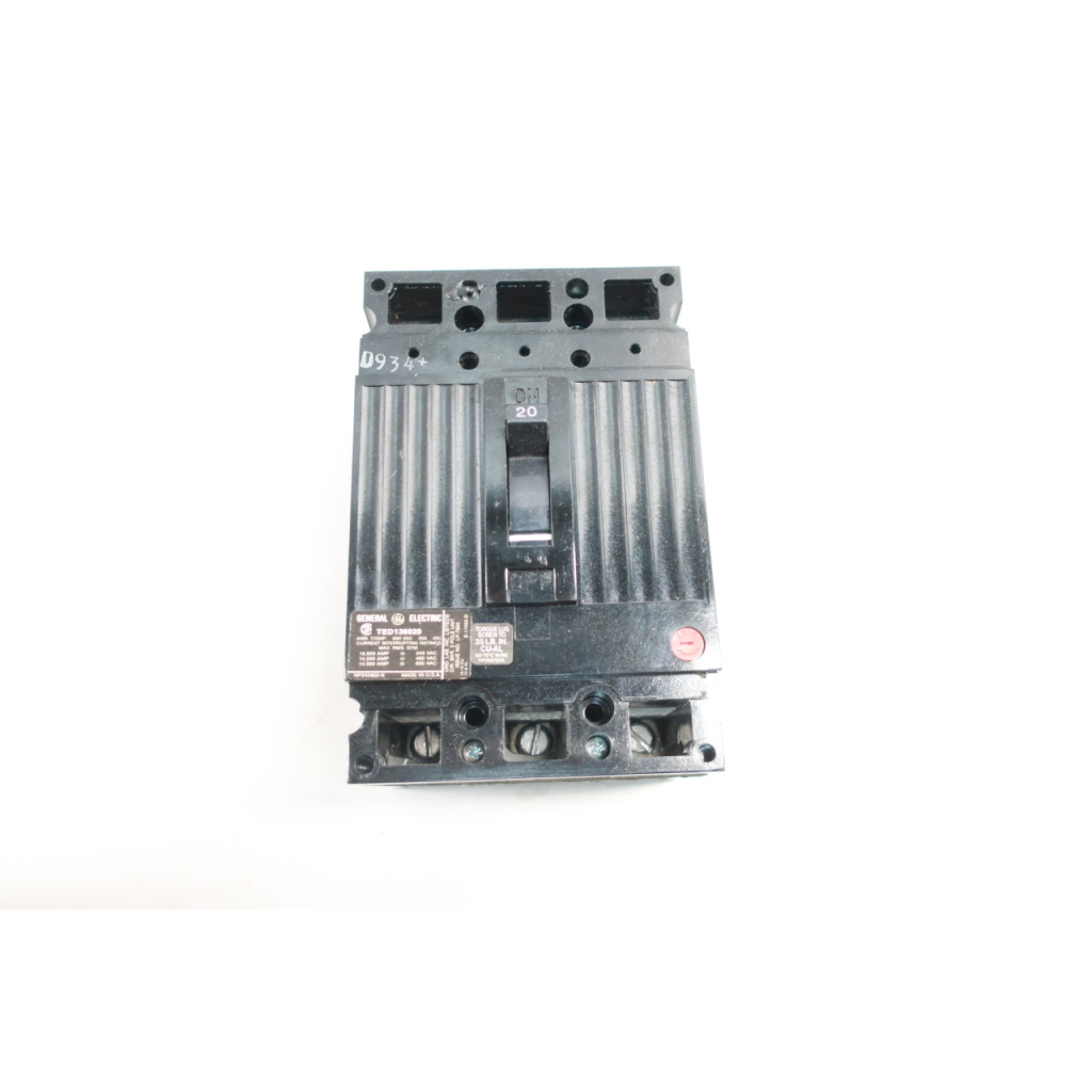 General Electric Ge TED136020WL Molded Case Circuit Breaker 3p 20a Amp 600v-ac