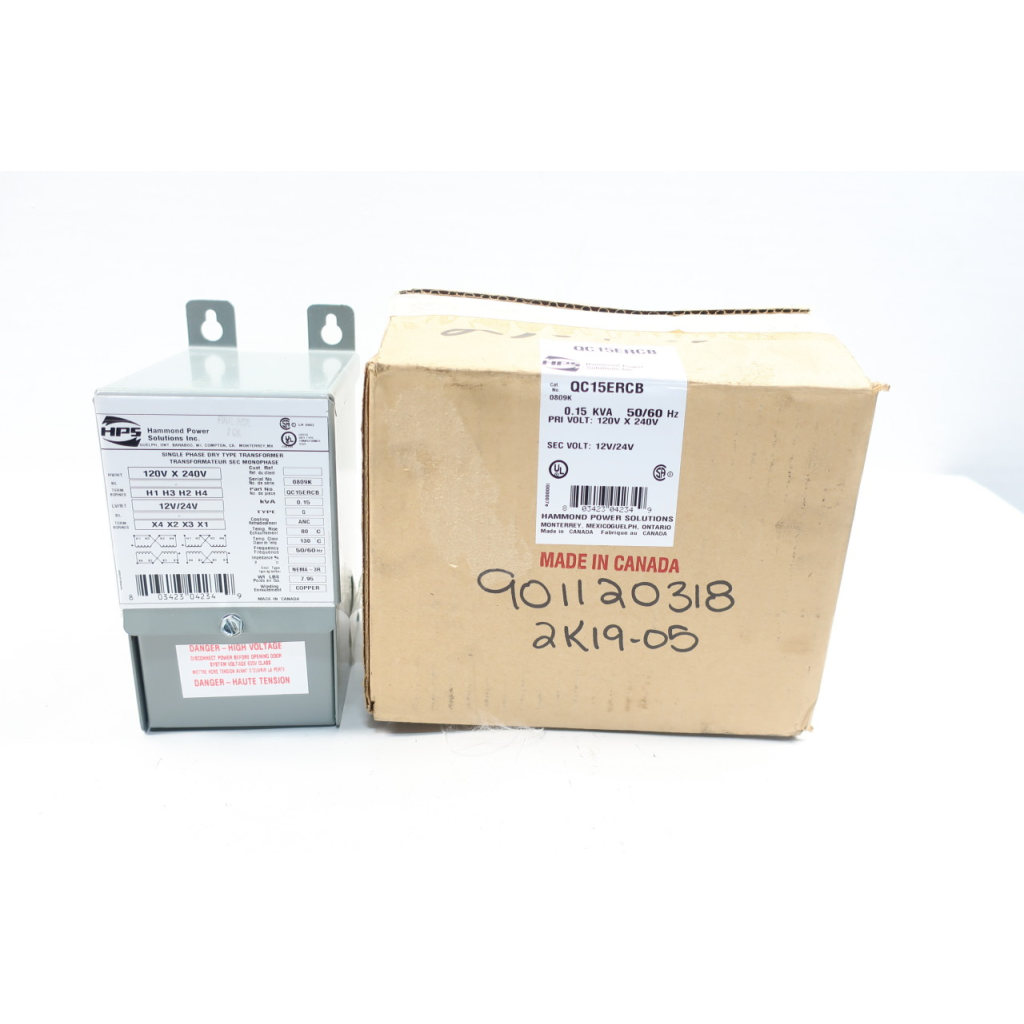 Hammond QC15ERCB 1ph Dry Type Transformer 0.15kva 120/240v-ac 12/24v-ac