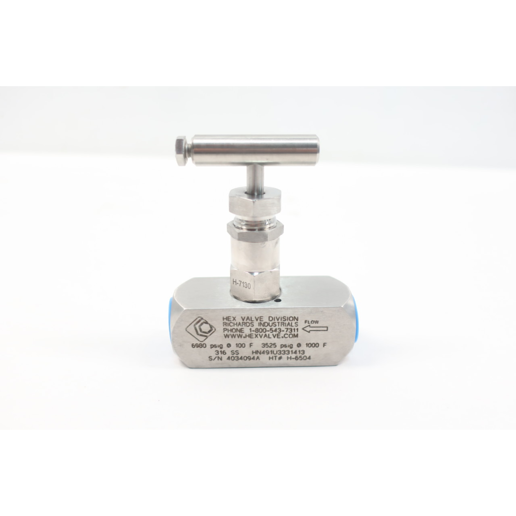 Hex Valve HN491U3331413 Stainless Needle Valve 6980psi 1/2in Npt