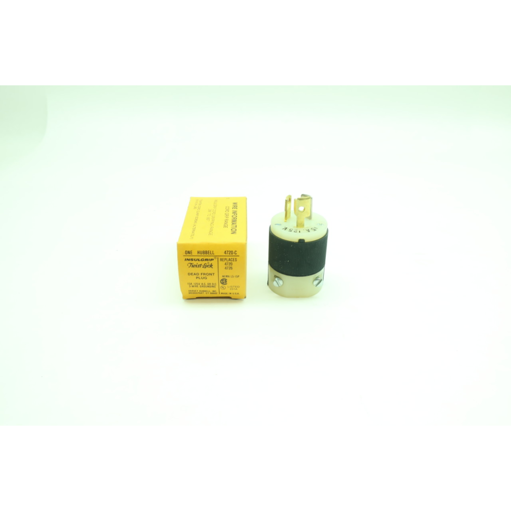 Hubbell 4720-C Insulgrip Twist-lock Dead Front Plug 2p 3w 15a 125vac