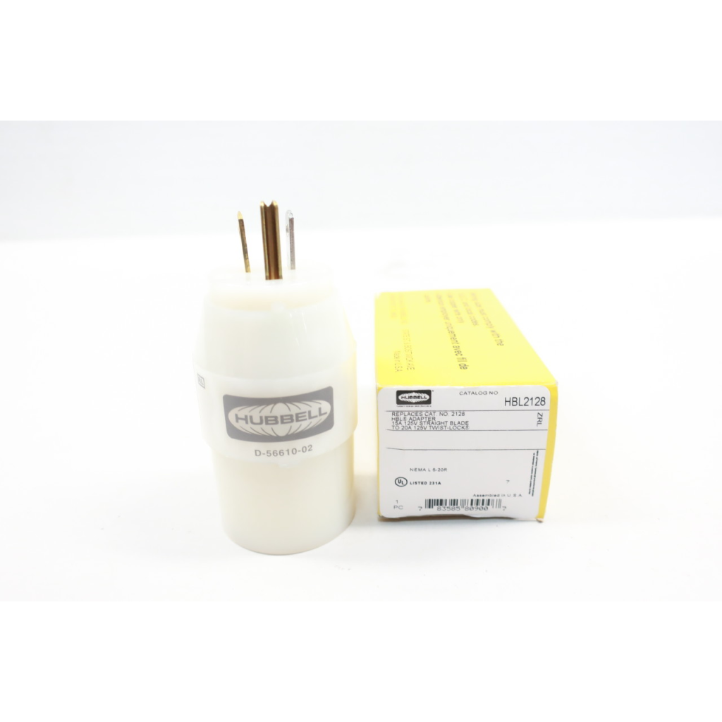 Hubbell HBL2128 Twist-lock Plug Adapter 2p 3w 15a/20a 125v