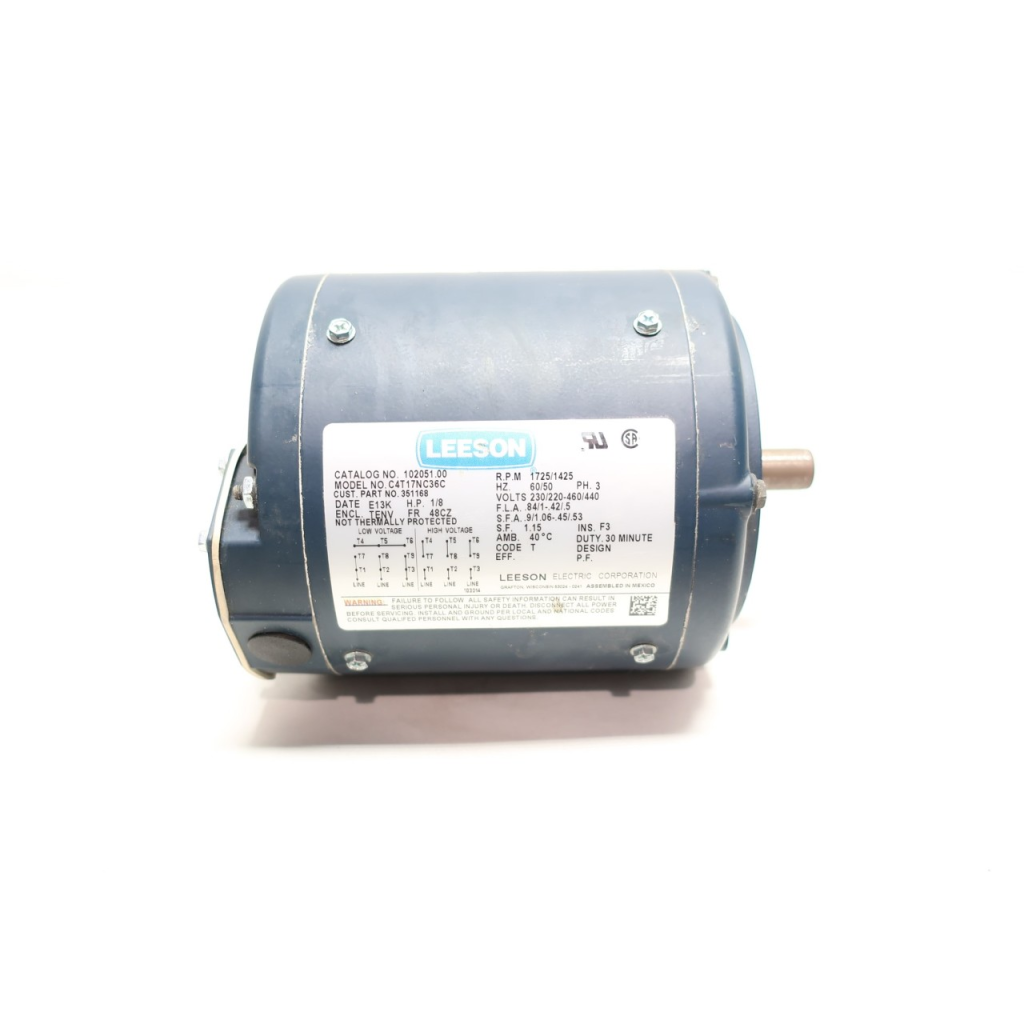 Leeson 102051.00 48cz 3ph 1/8hp 230/460v-ac 1725rpm Ac Motor