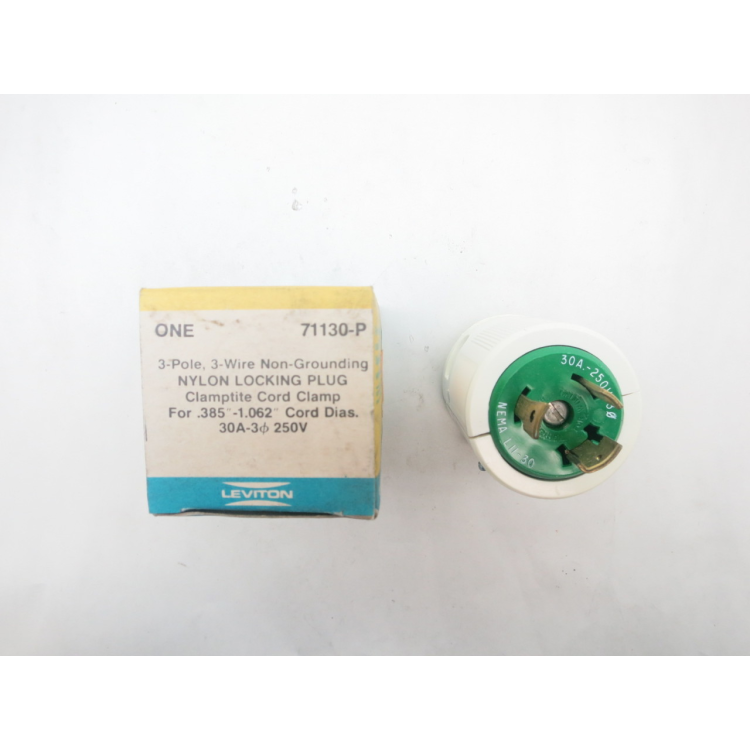 Leviton 71130-P Nylon Locking Plug 3p 3w 30a Amp 250v-ac
