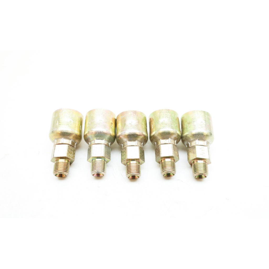 Lot Of 5 Parker 10143-2-4 43 Series Male 1/8in Npt X 1/4in Hose Crimp Fitting