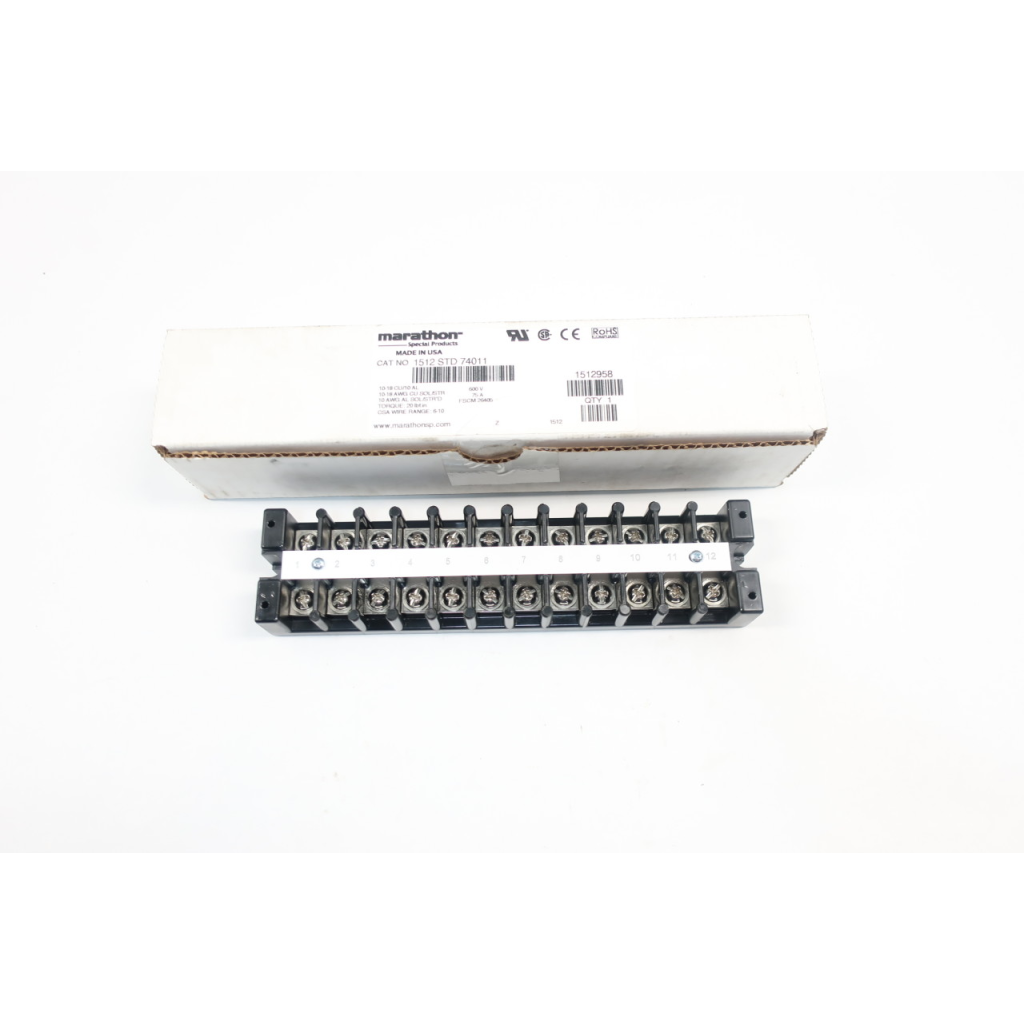 Marathon 1512-STD-74011 12-position Terminal Block 600v-ac 75a