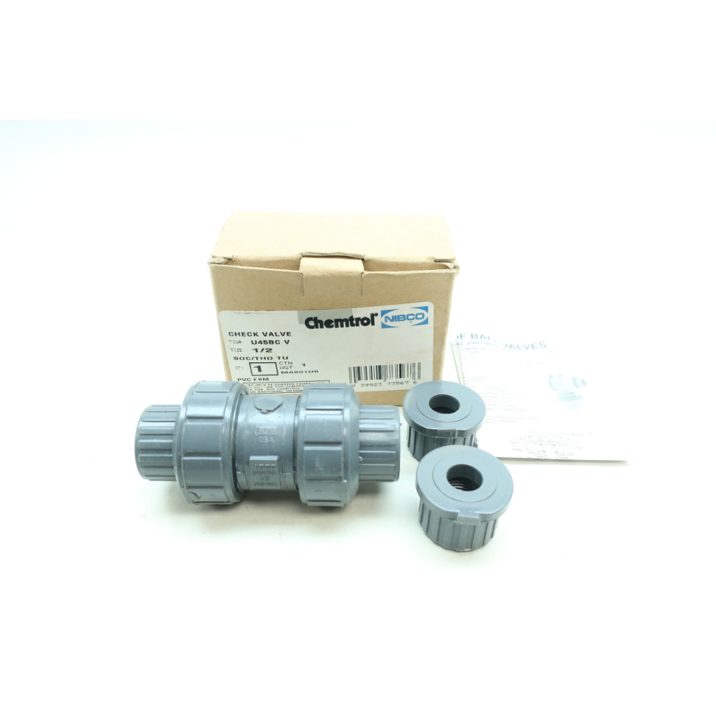 Nibco U45BC-V Chemtrol Pvc Ball Check Valve 1/2in