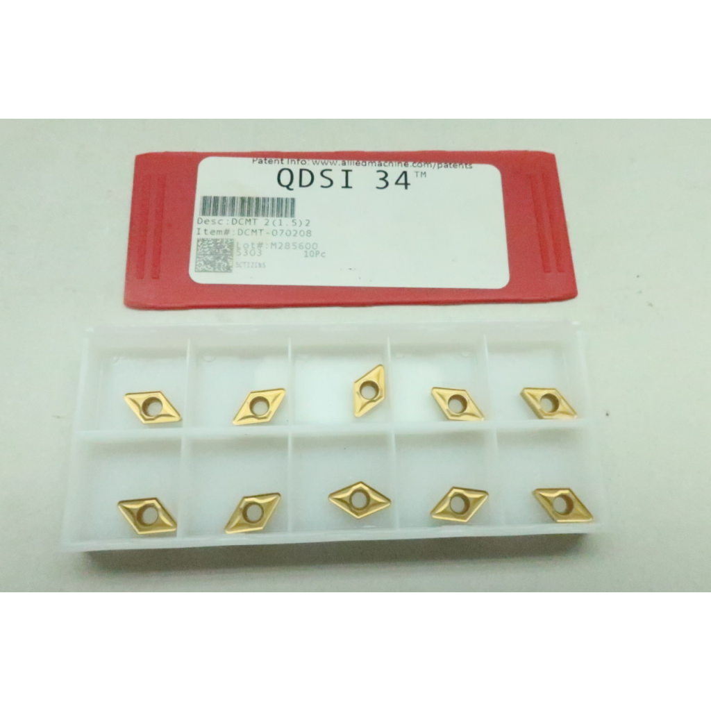Pack Of 10 Allied Machine & Engineering DCMT 2(1.5)2 DCMT-070208 Carbide Insert