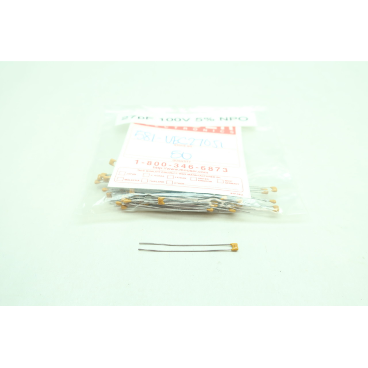 Pack Of 50 Mouser 581-VEC27051 Capacitor 100v 27pf