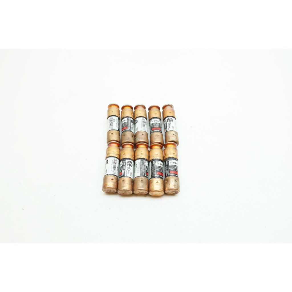 Set Of 10 Bussmann FRN-R-10 Fusetron Cartridge Fuse 250v Rk5 10a Amp