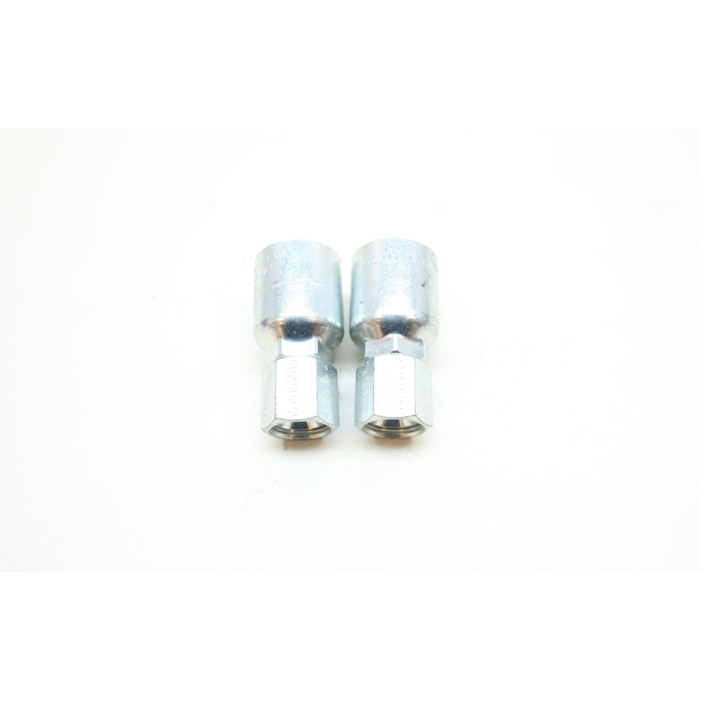 Set Of 2 Parker 10643-8-8 1/2in Female Jic 37 Swivel X 1/2in Hose Crimp Fitting