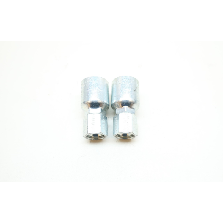 Set Of 2 Parker 10643-8-8 1/2in Female Jic 37 Swivel X 1/2in Hose Crimp Fitting