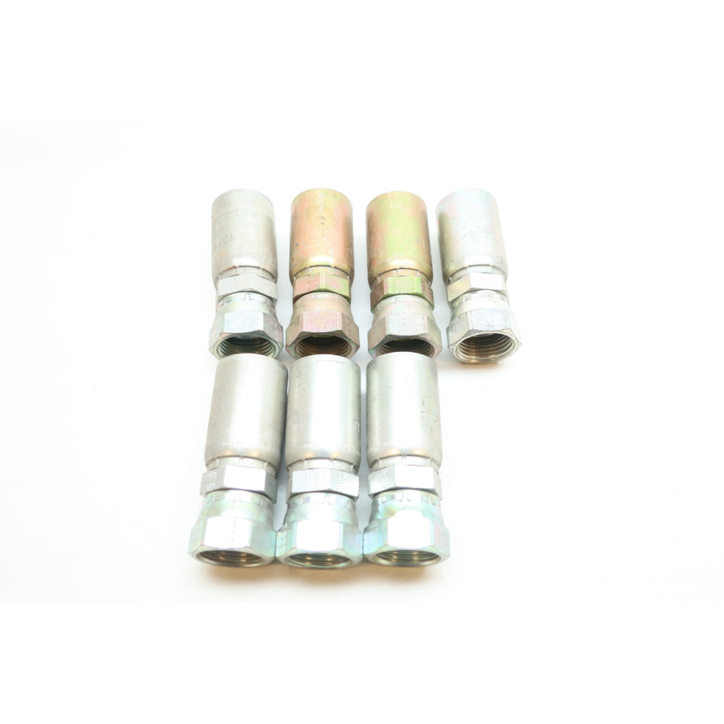 Set Of 7 Parker 10658-12-12 3/4in Hose X 1-1/16x12 Female Swivel Hydraulic Crimp