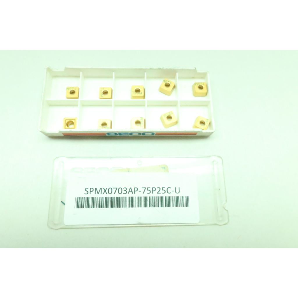 Set Of 10 Seco SPMX0703AP-75 P25C Carbide Insert