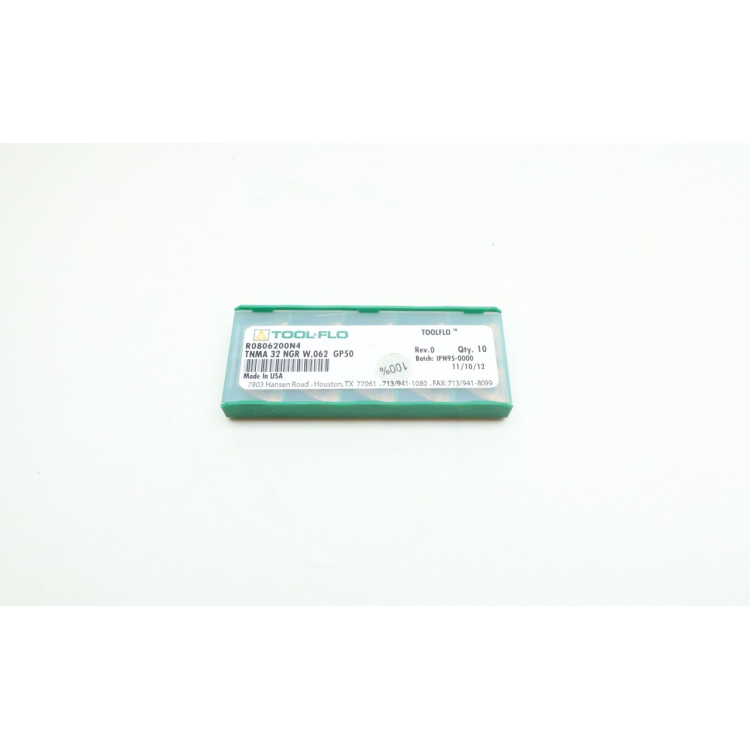 Set Of 10 Tool Flo TNMA 32 NGR W.062 GP50 Insert