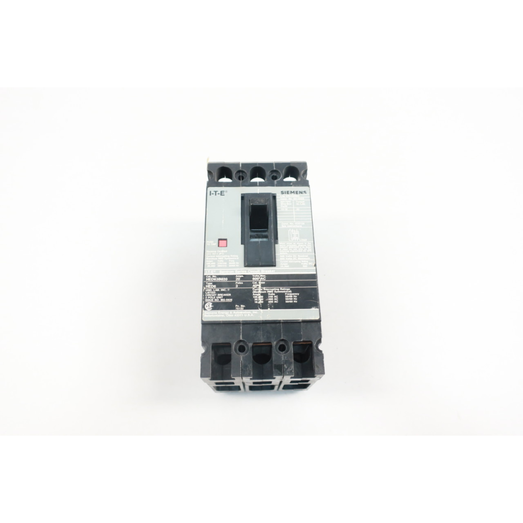 Siemens HED63B020 I-t-e Circuit Breaker 3p 20a Amp 600v-ac