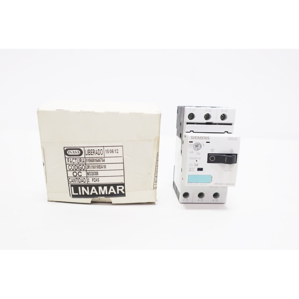 Siemens 3RV1011-0DA10 Sirius 0.22-0.32a Amp Motor Protection Circuit Breaker