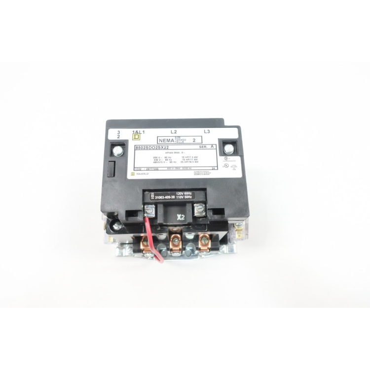 Square D 8502SDO2SX22 Contactor 120v-ac 25hp Size 2