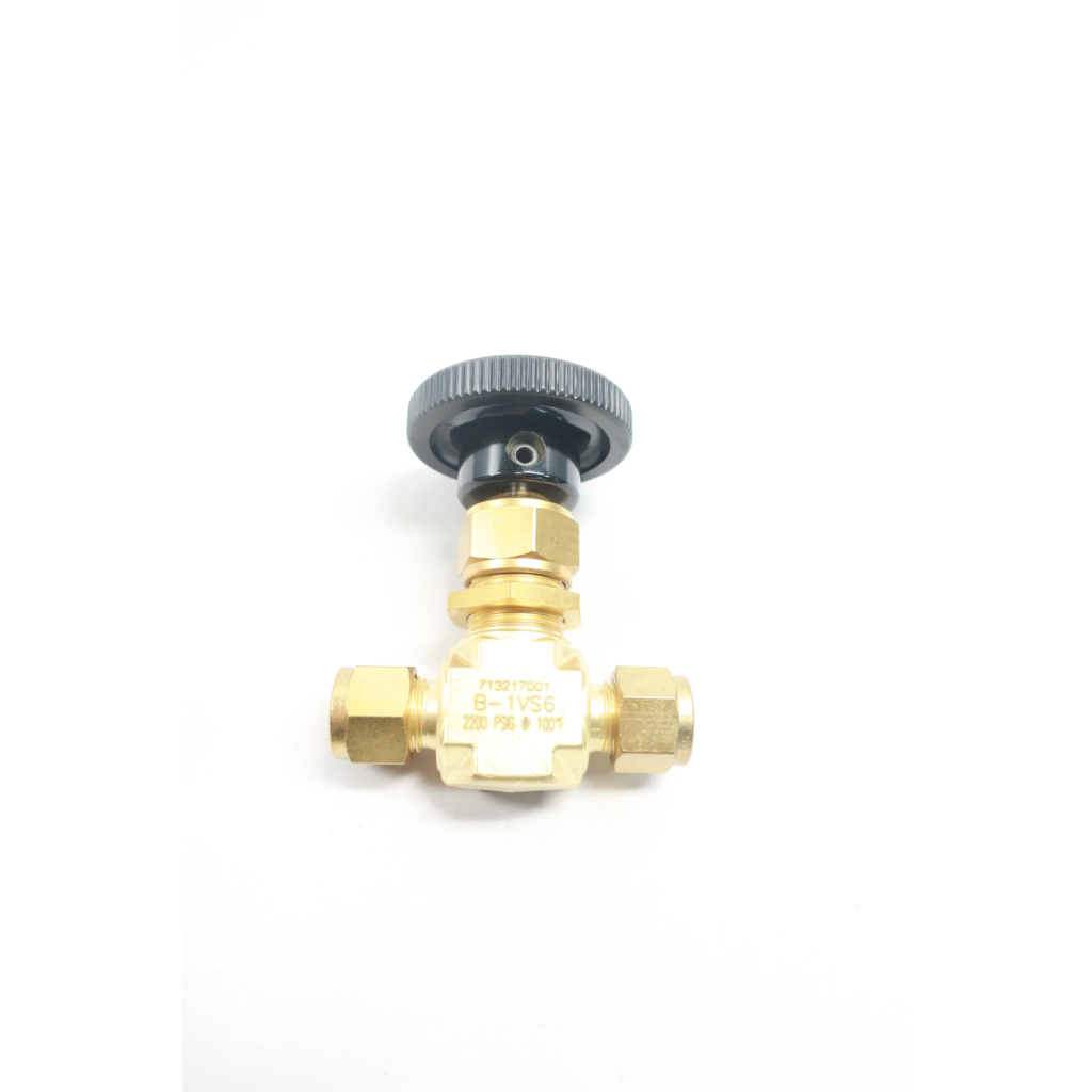 Swagelok B-1VS6 Manual Brass Needle Valve 2200psi 3/8in Tube