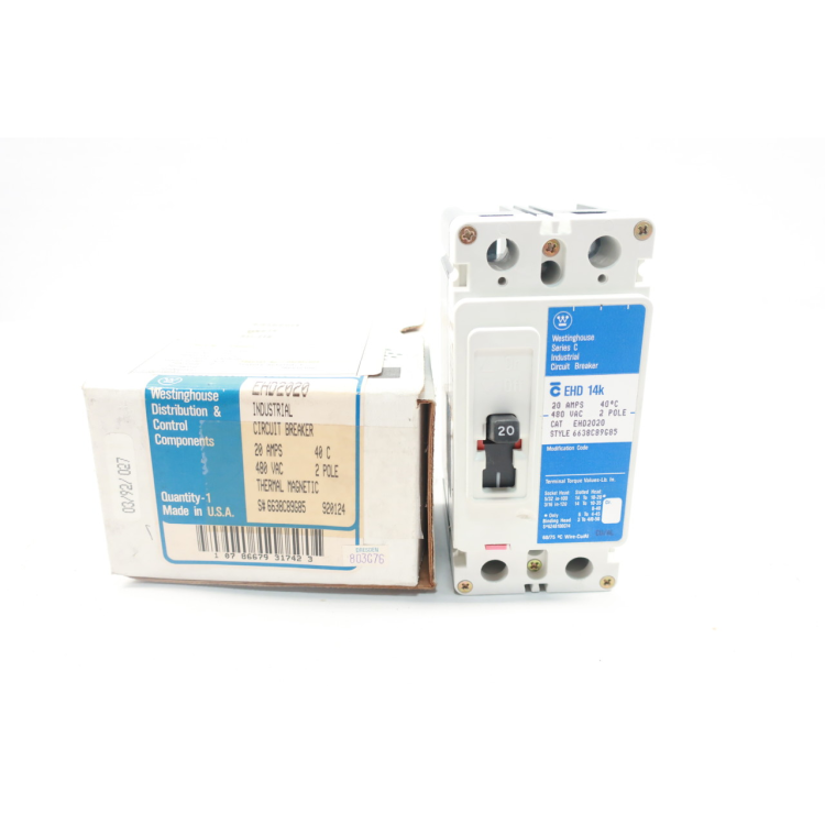 Westinghouse EHD2020 Molded Case Circuit Breaker 2p 20a 480v-ac